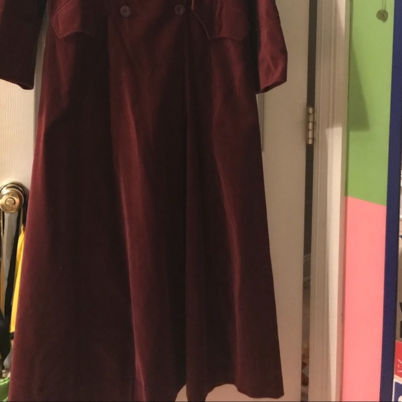Newport News Jackets & Blazers - Floor Length Burgundy Velvet Coat